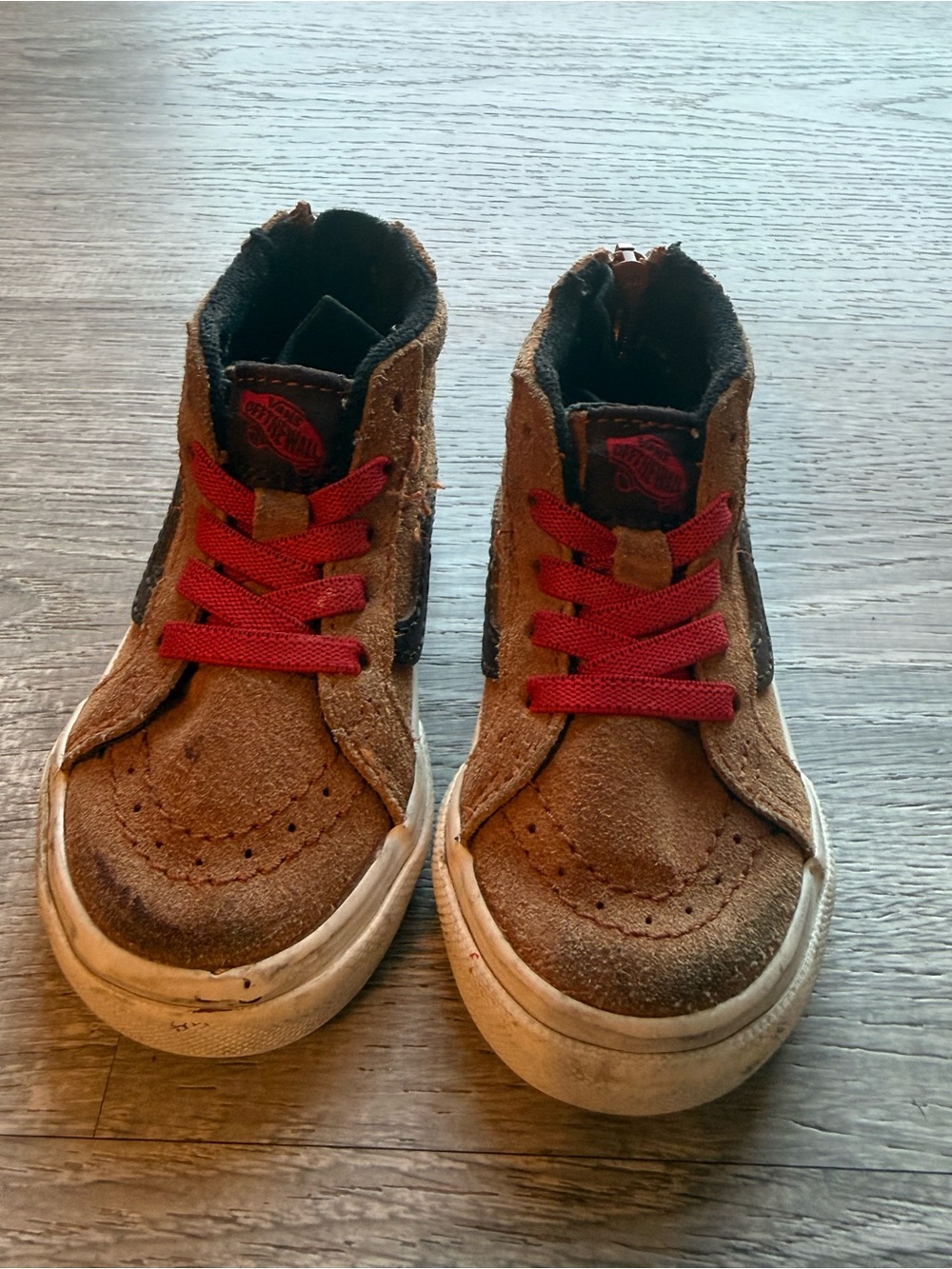 Vans Kids Brown Suede High-Top Sneakers with Red Laces